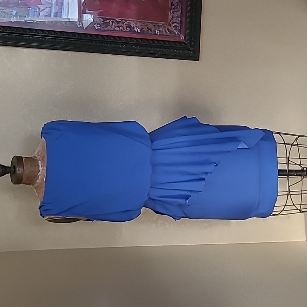 WOMENS JULIE DILLON BLUE PEPLUM SIDE ZIP DRESS SIZE 0